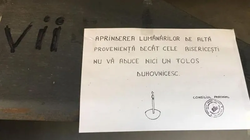 Afişul de la biserica Cuv. Parascheva din oraşul Năvodari . Foto Adevărul