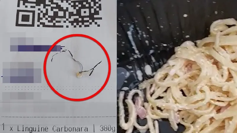 În porția de paste se afla o sârmă Foto: captură video presasm.ro