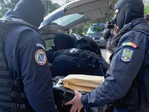 În urma percheziţiilor au fost identificate mai multe bunuri şi înscrisuri cu valoare probatorie, printre care 28 carduri de bancare de combustibil şi de credit - Foto: Poliţia Română