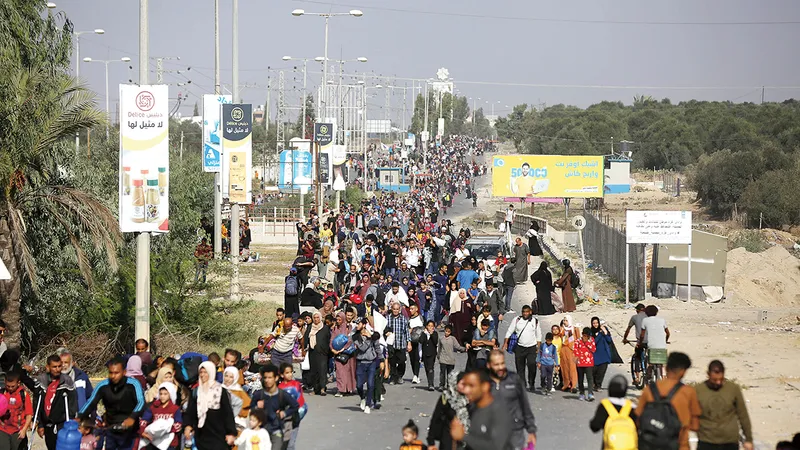 EXOD Populația palestiniană părăsește Gaza, la cererea Israelului, ca să reducă victimele colaterale. Peste 10.000 de oameni au fost uciși în războiul din Gaza - Foto: Profimedia Images