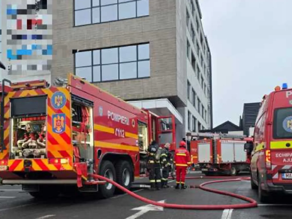 Incendiu la un hub din Mureș- Foto: ISU Mureș