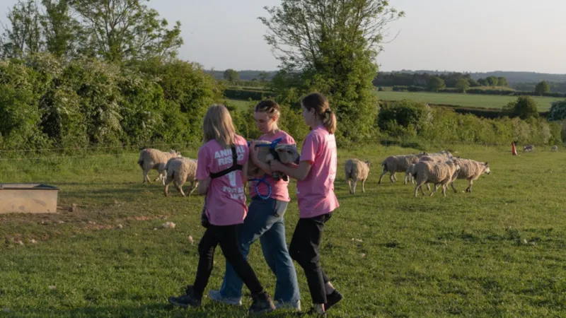 Trei activiste au furat trei miei de pe domeniul Sandringham, o proprietate deţinută de regele Charles al III-lea. Foto: Twitter/Animal Rising