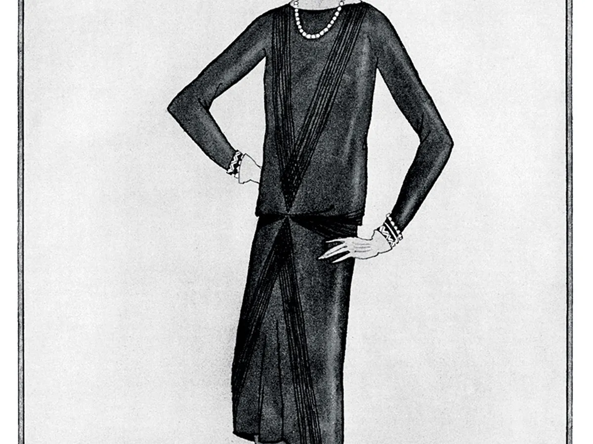 Rochia mică, neagră, cunoscută sub numele de „Chanel’s Ford, Model 817”, așa cum a apărut în Vogue, în octombrie 1926