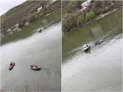 Mașina prăbușită în Dunăre, recuperată. Șoferul, cetățean bulgar, singur în vehicul, scos afară - FOTO: ISU Mehedinți (imagine cu rol ilustrativ)