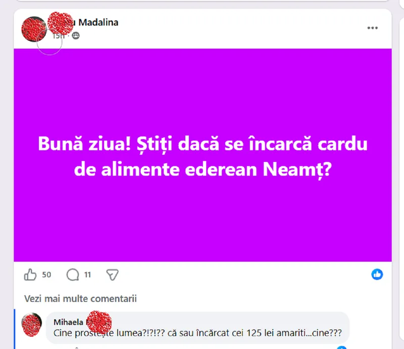 Postări despre cardul de alimente - Foto: FB