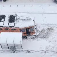 Tramvai-plug rămas înzăpezit pe linia 41 - Foto: Facebook / BucurestiFM