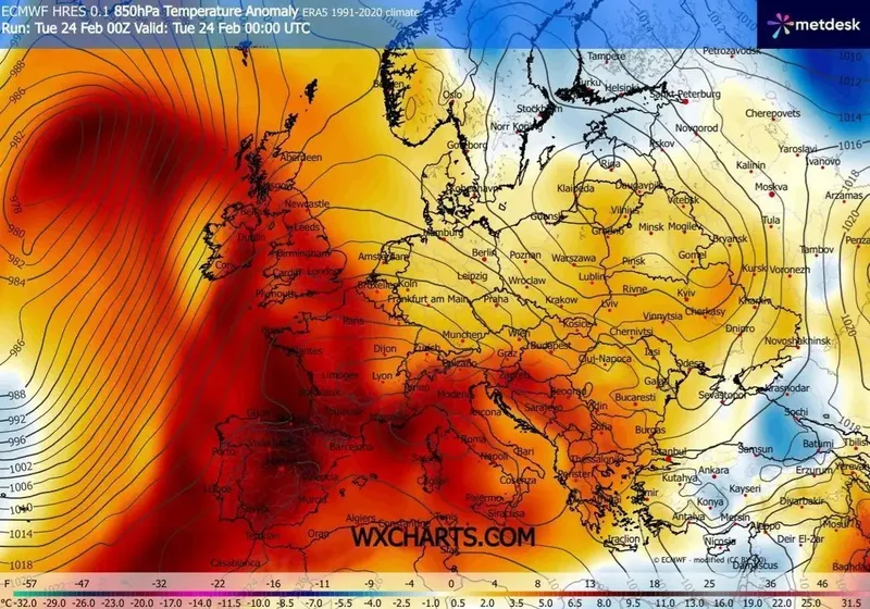 Vestul și sud-vestul Europei e lovit de un val neobișnuit de căldură - Foto: Facebook / Jurnal de vreme