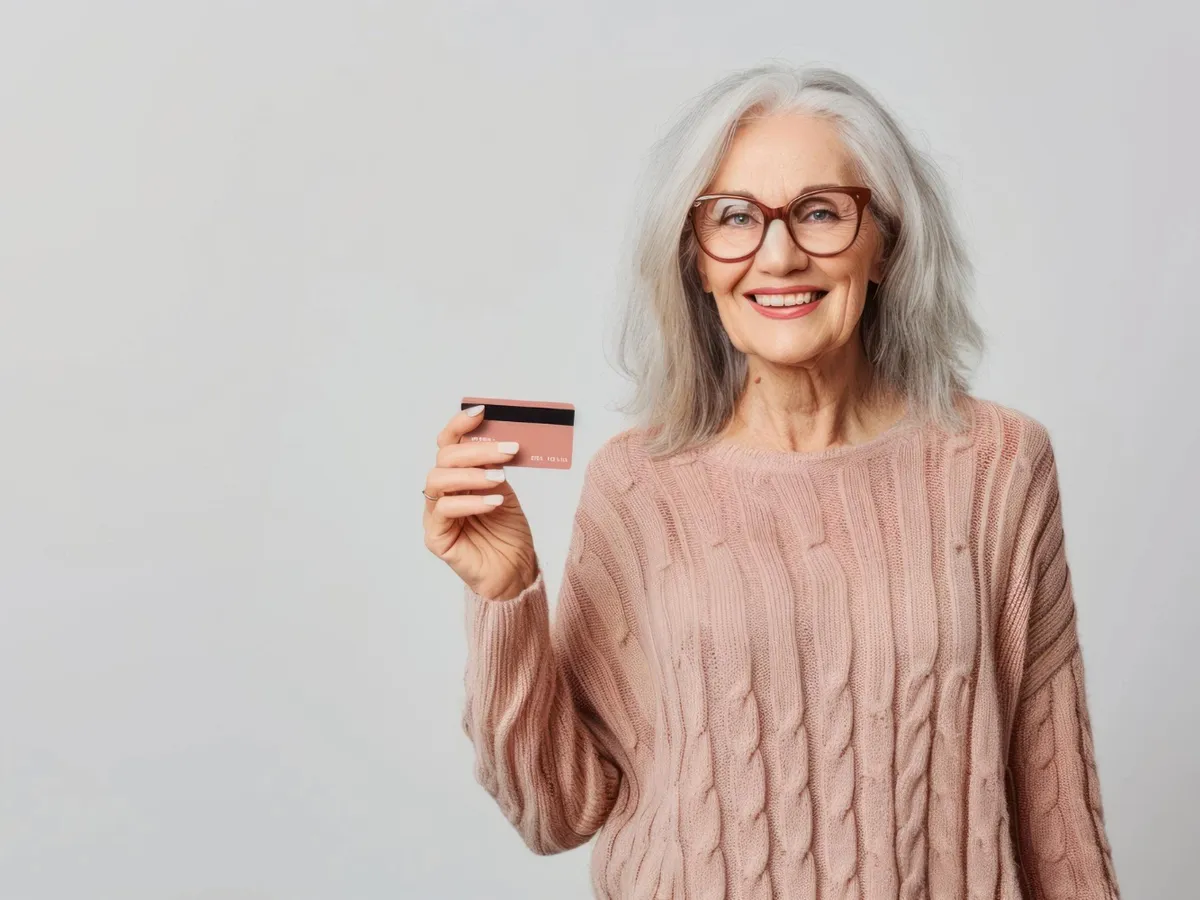 Pensionară ia pensie pe card - Foto: Freepik