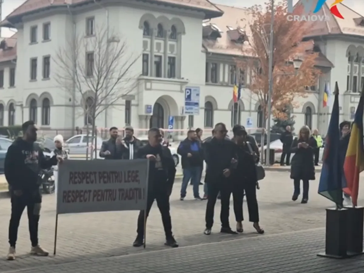 Protest la Tg Jiu Foto: captură TVR