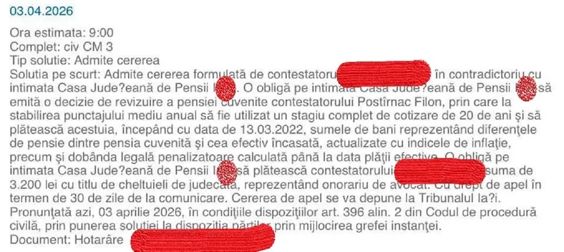 Decizia pensionare - Foto: Instanțe