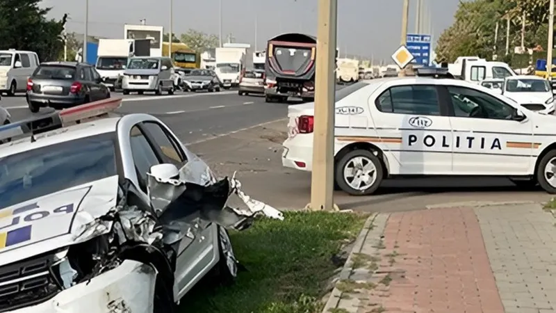 Accident, între două mașini de poliție. Una a ajuns în șanț, alta pe contrasens - Foto: Facebook/Stirea De Iasi