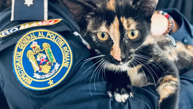 Pisică abandonată, salvată de polițiști. I-au găsit imediat un nou stăpân. Unde se afla felina? - Foto: neamt365.ro