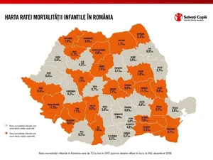 Harta mortalității infantile. Sursa: Salvați Copiii