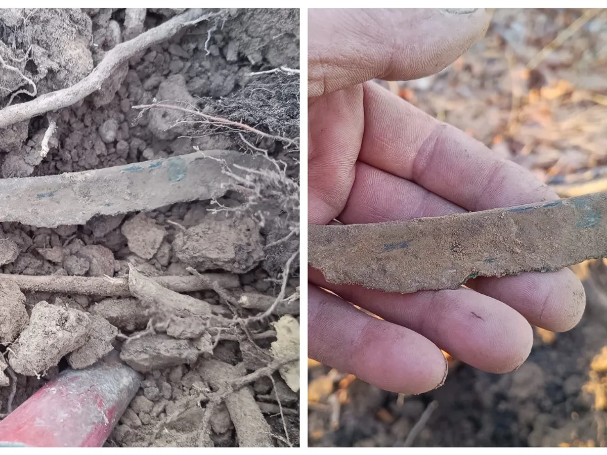 FOTO Cuțit din Epoca Bronzului, descoperit într-o zonă sacră a României. E vechi de peste 4.000 ani - Foto: Facebook/ Ciprian Chiriac