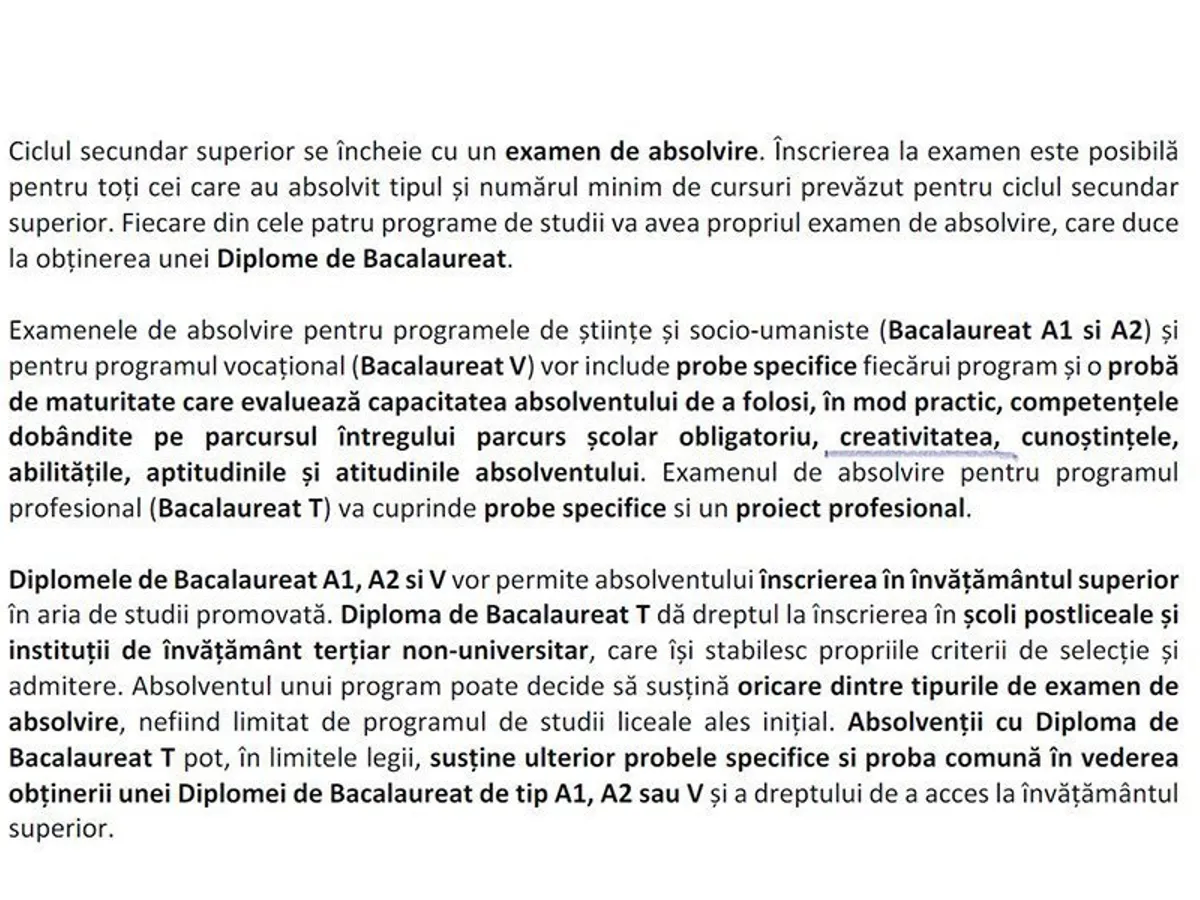 În documentul „Educația ne unește“ se pune accentul 
pe creativitate.