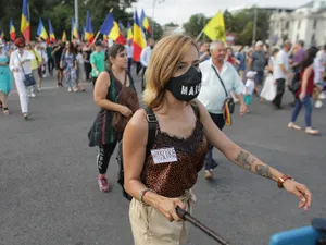 Iosefina Pascal, la protestul pe care l-a organizat duminică. FOTO: Inquam Photos / Octav Ganea