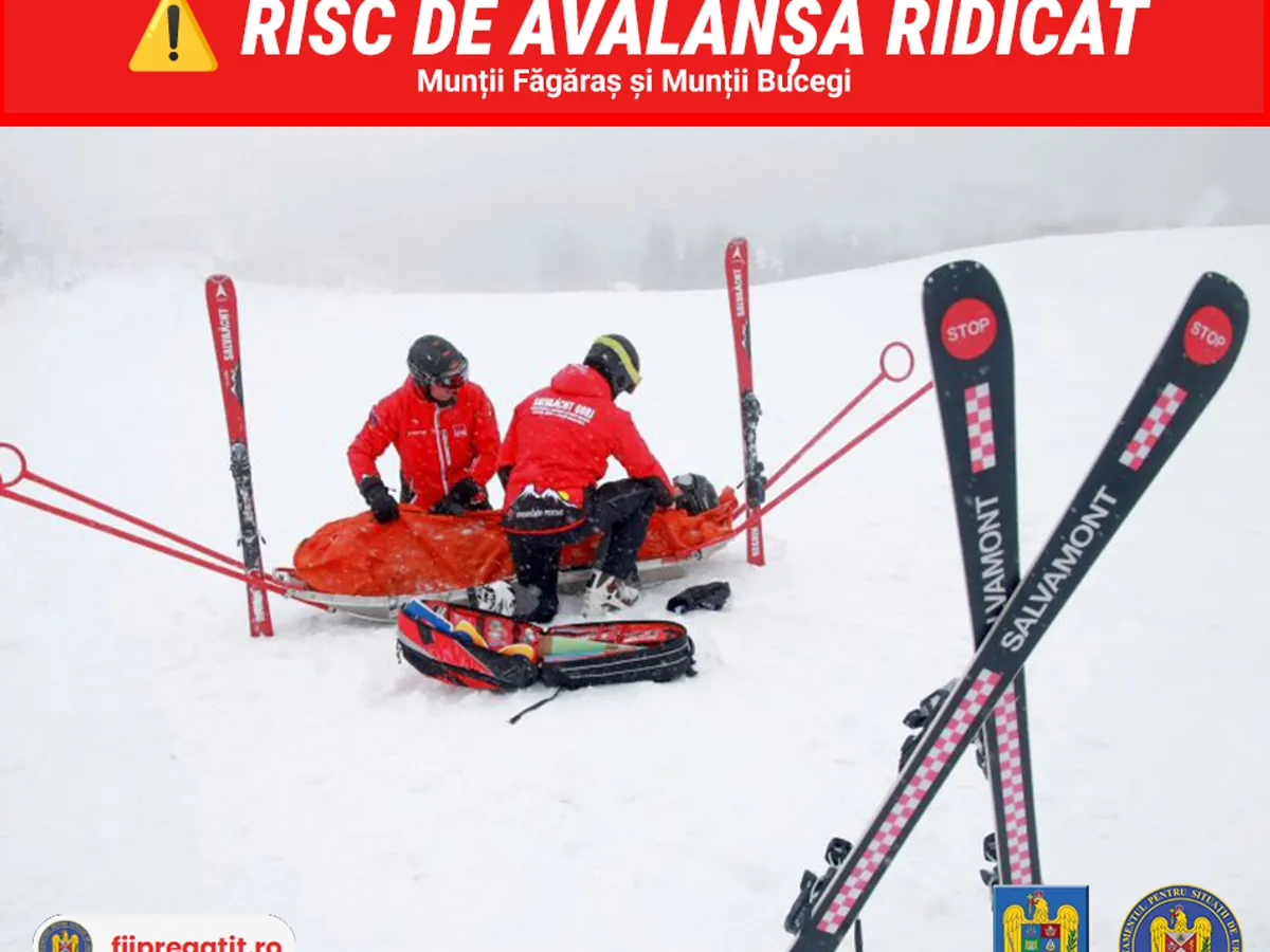 DSU anunță risc mare de avalanșă în Făgăraș și Bucegi, la altitudini de peste 1.800 de metri