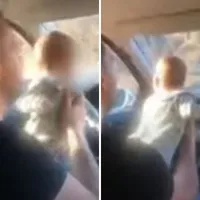 Un șofer și-a pus bebelușul la volan pe Valea Oltului. A fost sesizată Protecția Copilului Foto: captură video