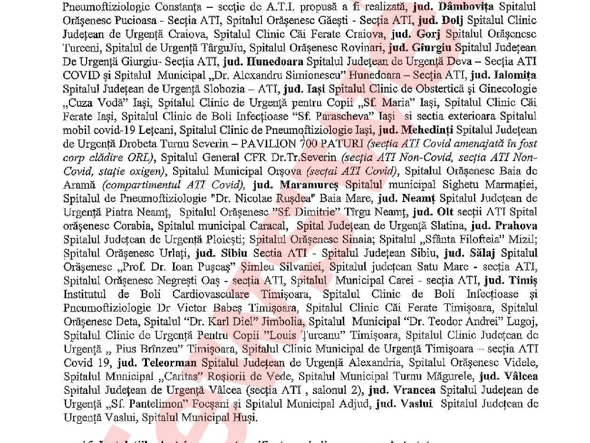 Lista completă a neregulilor identificate, precum și spitalele unde au fost probleme