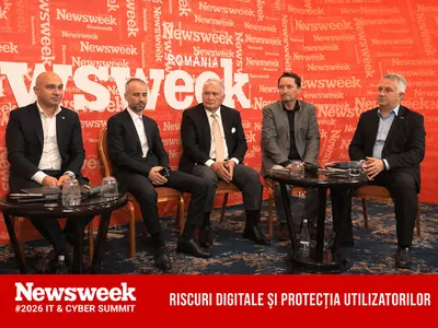 Alexandru Suditu, cofounder Sentry OT- parte integrată din ENEVO Group, Alexandru Iordache, Manager Unu SEO Grup, Dan Câmpean, directorul DNSC, Adrian Zuckerman fost ambasador al SUA la București, Marius Bostan, fondator Repatriot Foto: NWR