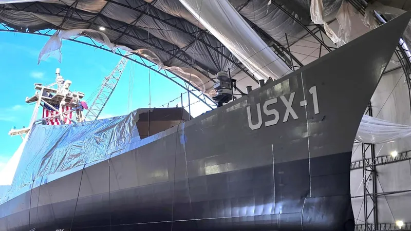 USX-1 Defiant, distrugătorul american fără echipaj de 240 tone și 55 metri. Navigă singur - Foto: DARPA