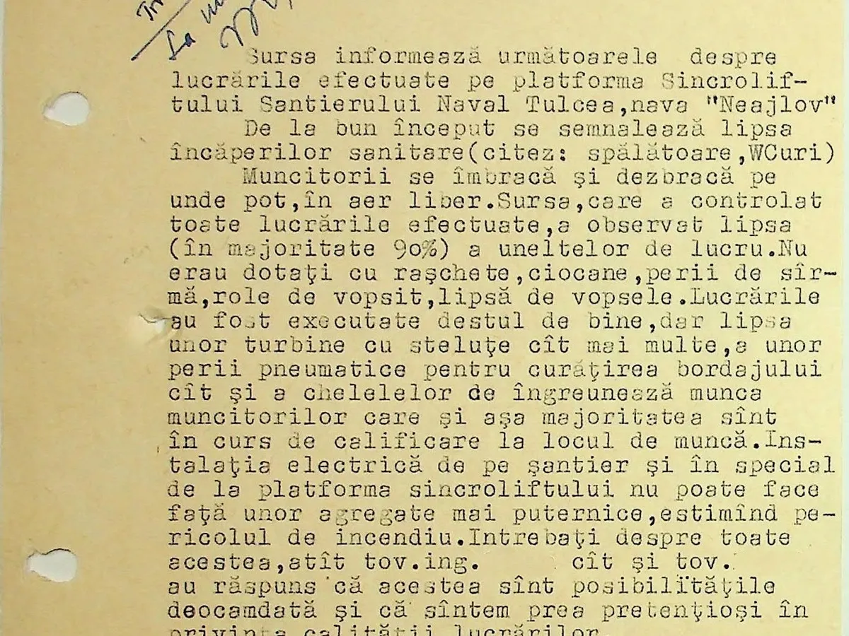 Cum era la Șantierul Naval Tulcea în `70-`80? Spune Securitatea: Lipsă materiale și WC, alcool, dezorganizare - Foto: Facebook / CNSAS