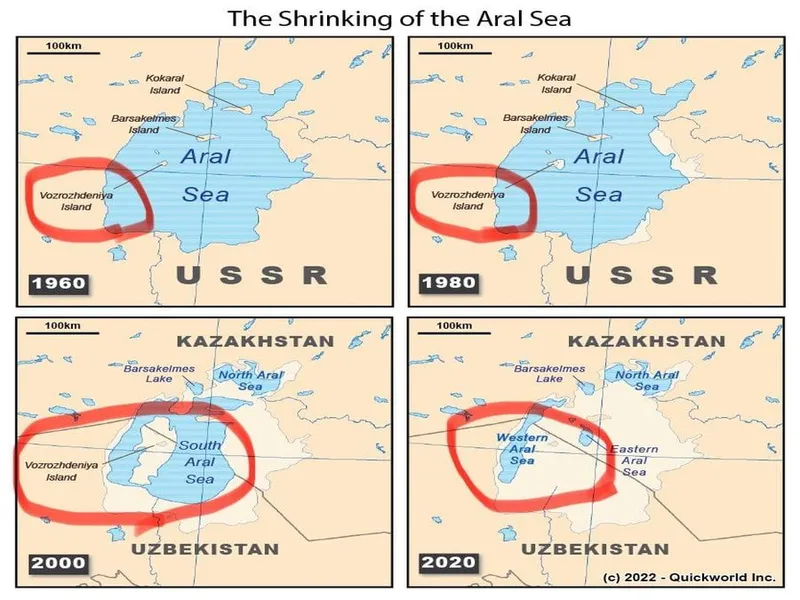 Vozrojdenia, insula pe care Rusia a experimentat antraxul. Acum este un oraş-fantomă - Foto: X
