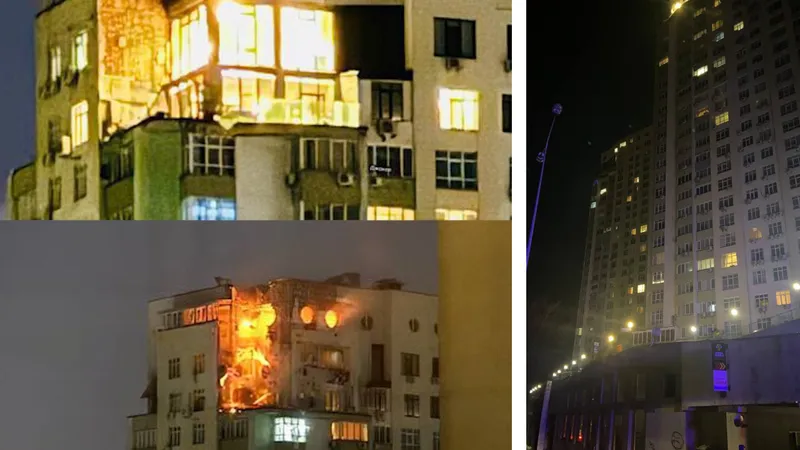 Kievul sub asediu rusesc. O dronă kamikaze a lovit un bloc de locuințe provocând un incendiu - Foto: X/@United24media