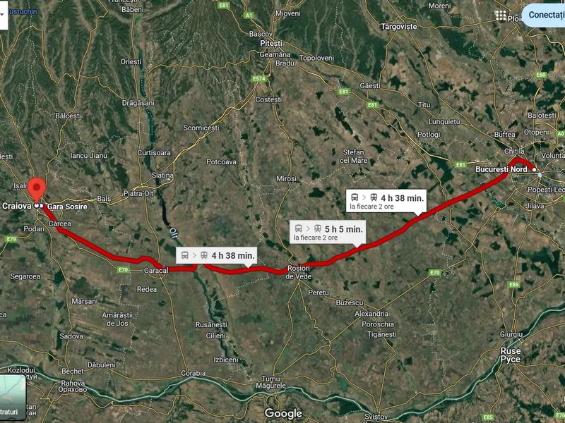 Mergi cu trenul de la București la Craiova? Pregătește-te să faci cei 230 km în 7-8 ore - Foto: captură ecran
