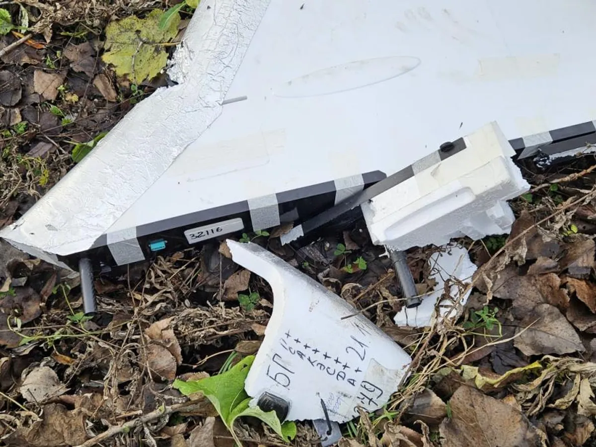 Imagini de la o dronă prăbușită - Foto: captură Digi24
