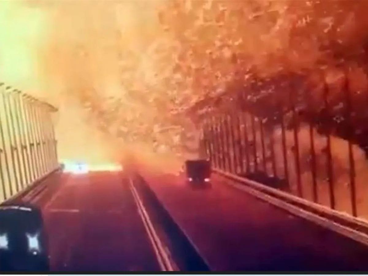 Valul misterios înaintea exploziei de pe podul Kerci/foto: social m edia