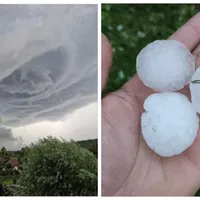 Vremea a făcut ravagii în nordul României! Nori cu aspect de tornadă și grindină cât o minge de golf - Foto: Facebook
