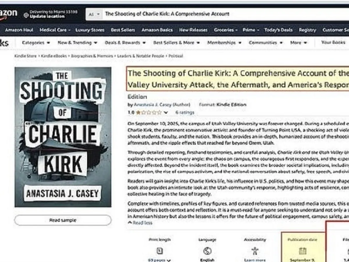 Site Amazon cu cartea despre asasinarea lui Kirk