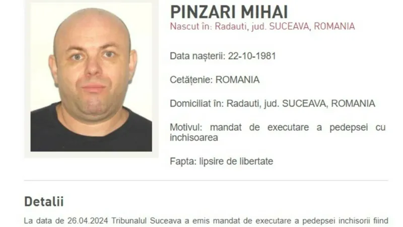 Un interlop periculos a evadat și este căutat de polițiști. A fost condamnat la 4 ani de închisoare - Foto: Politia romana