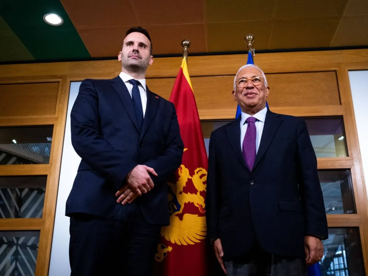 Preşedintele Consiliului European, Antonio Costa, şi premierul Muntenegrului, Milojko Spajic - Foto: Profimedia Images