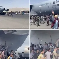 Disperare, la Kabul: Sute de oameni încearcă să se agațe, la decolare, de avioanele SUA. / Foto: telegraph.co.uk