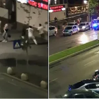 Trei ucraineni au băut și s-au luat la bătaie cu doi moldoveni în fața unui restaurant din București Foto: captură video observatornews.ro