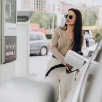 Tânără femeie alimentând la pompa de benzină - Foto: Freepik/senivpetro