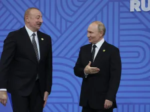 Azerbaijan's President Ilham Aliyev and Vladimir Putin at the opening ceremony of the BRICS summit in Kazan, Russia, on 23 October 2024 Photo: profimediaimages.ro