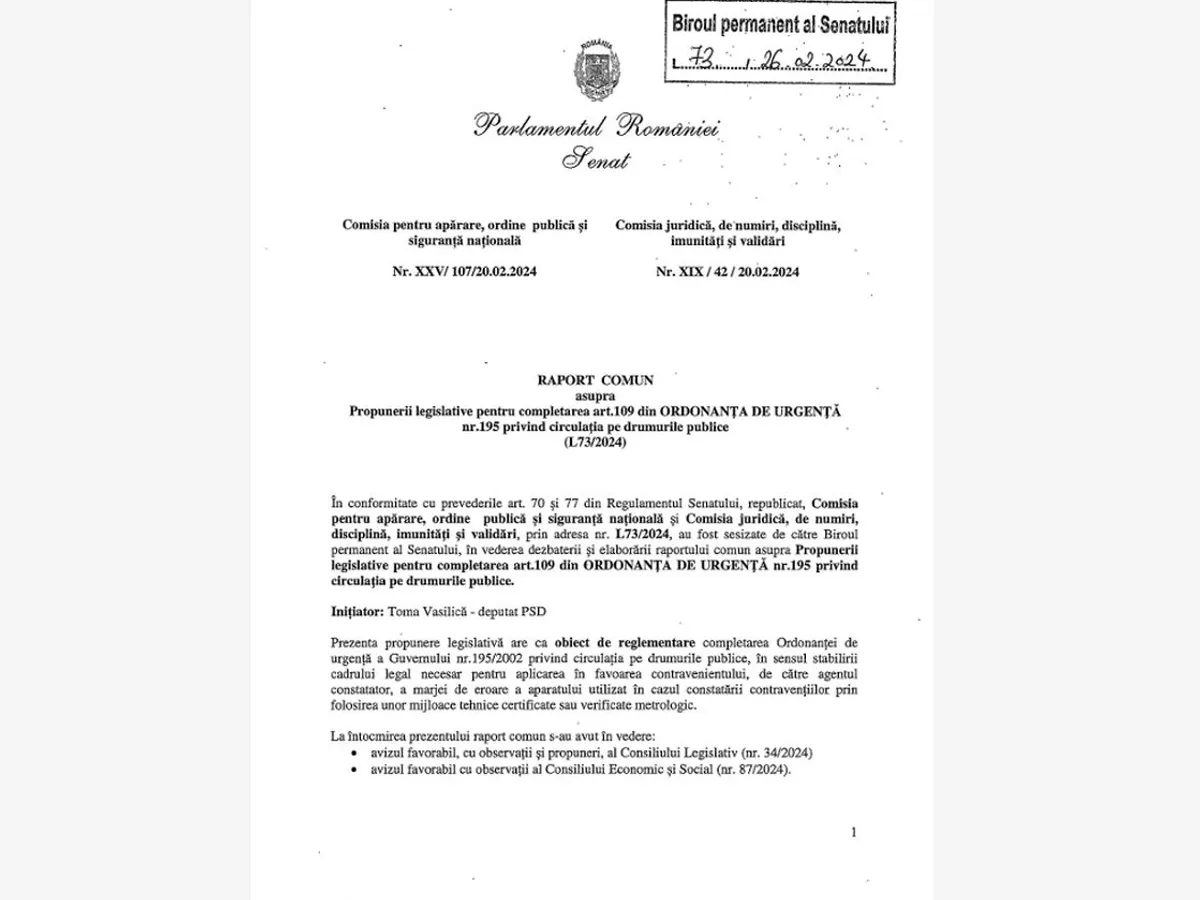 Un senator lăsat pieton pentru viteză modifică Codul Rutier. Marjă de eroare de 10% pentru radare - Foto: captură ecran