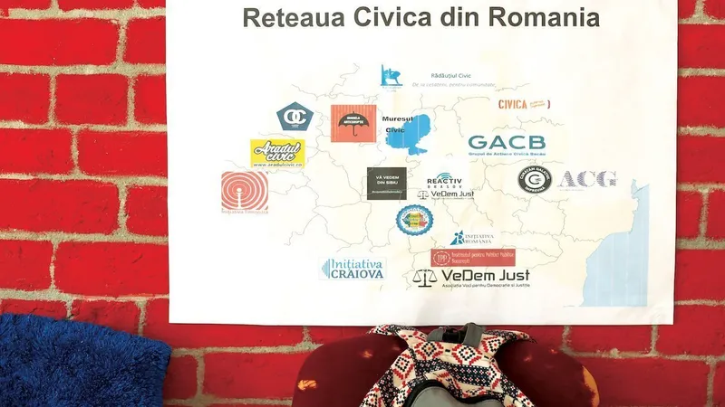 Harta grupurilor civice, pe perete la Casa Activistului