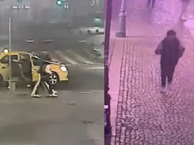 Taximetrist jefuit în București Foto: capturi camere supraveghere