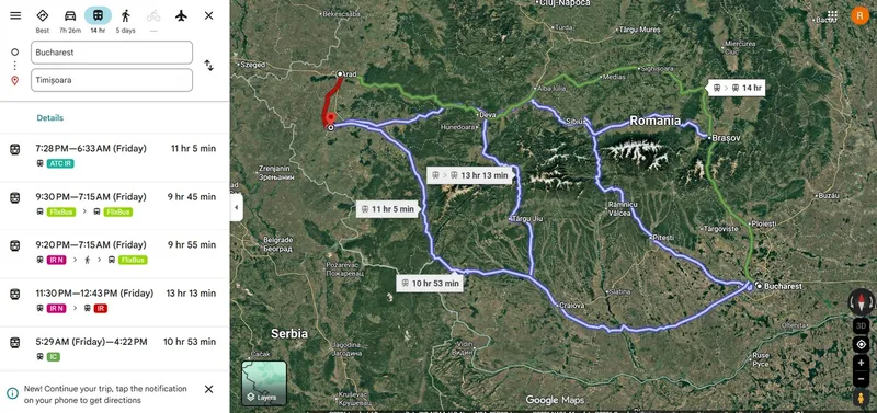 Tren București - Timișoara - Foto: Google Maps