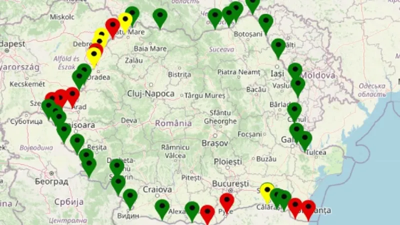 Harta punctelor de frontieră aglomerate Foto: captură-Poliția de Frontieră