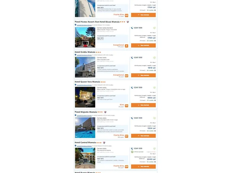 Cât costă 6 nopți de vacanță cu copilul la 3* în Mamaia la început de sezon? Între 300 € și 1.800 € - Foto: captura ecran