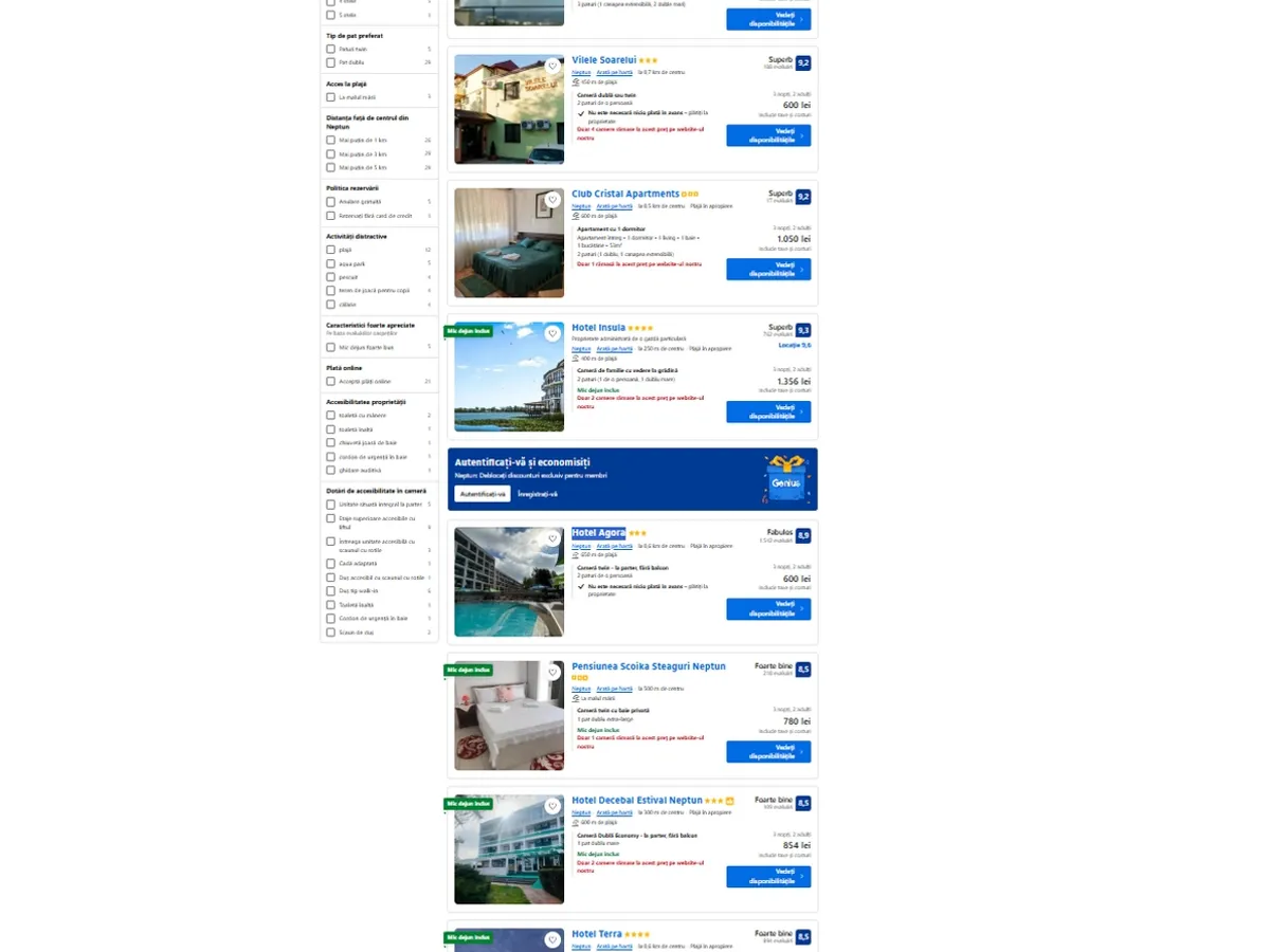 Vacanță last-minute de 1 Mai pe Litoral? În Mamaia, te poate costa și 5.500 € doar cazarea - Foto: captură ecran Booking