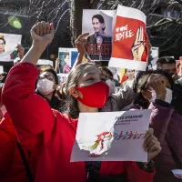 Imagine de la protestele din Myanmar/FOTO: Getty