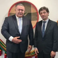 Președintele Camerei de Comerț și Industrie a României (CCIR), Mihai Daraban, și ministrul adjunct pentru comerț exterior, industrie și turism din Columbia, Luis Felipe Quintero Suárez Foto: CCIR