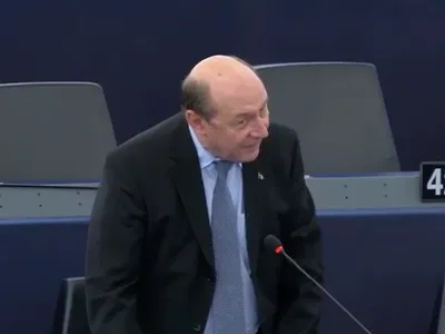 Traian Băsescu în plenul Parlamentului European/FOTO: facebook.com