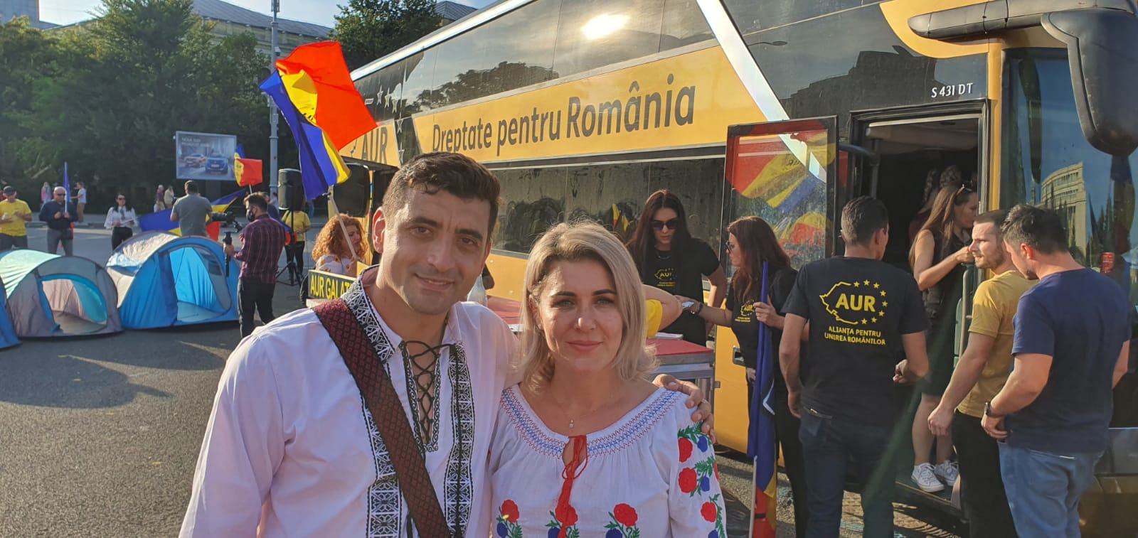 Gianina Șerban și George Simion/FOTO: facebook.com